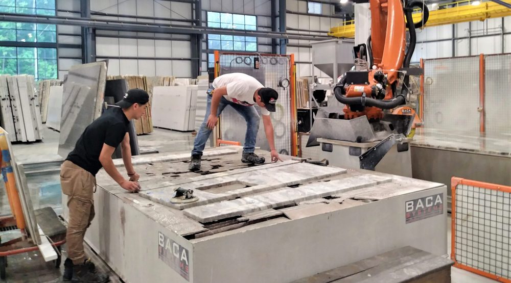 Cutting the Stone slab